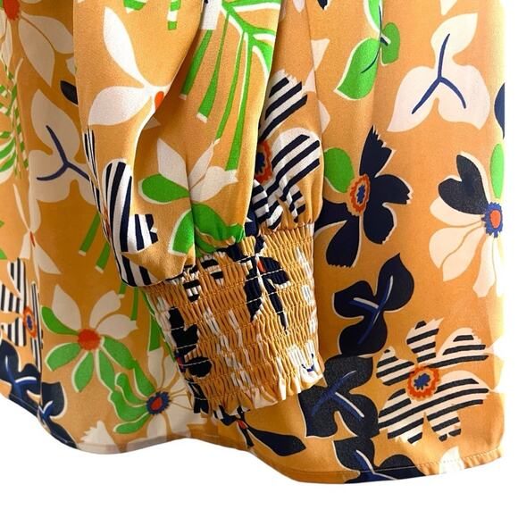 Cabi Blouse V-neck Popover Long Sleeve Peach Multi Mod Floral Women’s Size Large - Picture 9 of 12